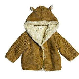 Gap Cozy Brown Hooded Baby Knit Jacket with Ears‎